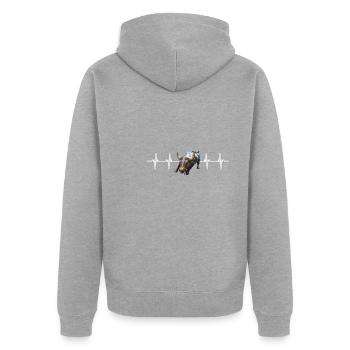 NY Stock Exchange Bull - Unisex Premium Bio Zip Hoodie - Grau meliert - Hinten - Nico (187cm)
