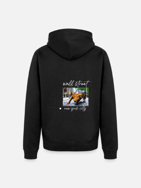 NY Stock Exchange Bull - Unisex Premium Organic Zip Hoodie - black