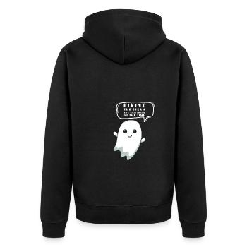 Living The Dream One Nightmare At A Time - Unisex Premium Organic Zip Hoodie - black - Back - Nico (187cm)