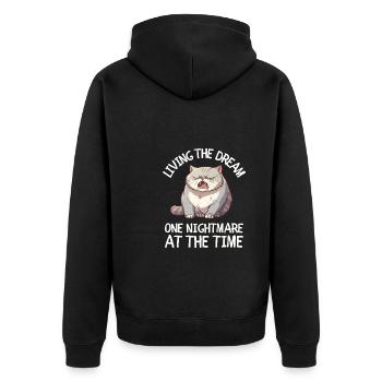 Living The Dream One Nightmare At A Time - Unisex Premium Organic Zip Hoodie - black - Back - Nico (187cm)