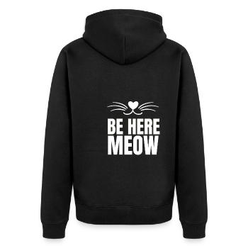 Yoga Cat - Be Here Meow - Unisex Premium Organic Zip Hoodie - black - Back - Nico (187cm)