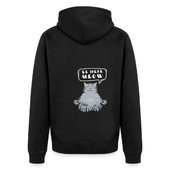 Yoga Cat - Be Here Meow - Unisex Premium Organic Zip Hoodie - black - Back - Nico (187cm)
