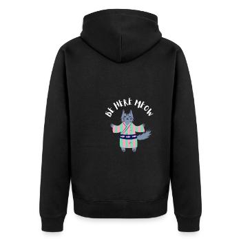 Yoga Cat - Be Here Meow - Unisex Premium Organic Zip Hoodie - black - Back - Nico (187cm)