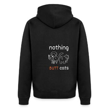 Cat Butthole - Unisex Premium Organic Zip Hoodie - black - Back - Nico (187cm)