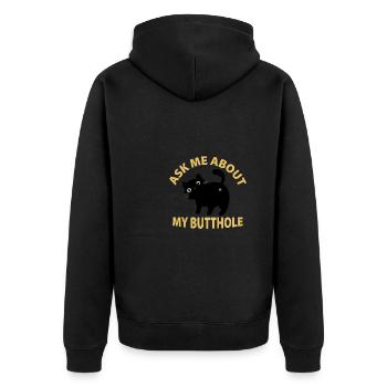 Cat Butthole - Unisex Premium Organic Zip Hoodie - black - Back - Nico (187cm)