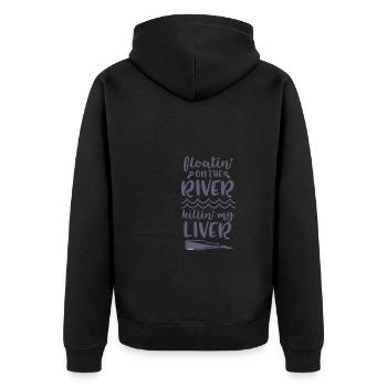 Summer Float Trip River Tube Tubing - Unisex Premium Bio Zip Hoodie - Schwarz - Hinten - Nico (187cm)