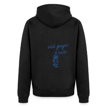 Retirement - - Unisex Premium Bio Zip Hoodie - Schwarz - Hinten - Nico (187cm)