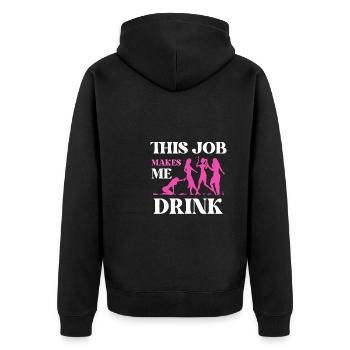 This job makes me drink - Unisex Premium Organic Zip Hoodie - black - Back - Nico (187cm)