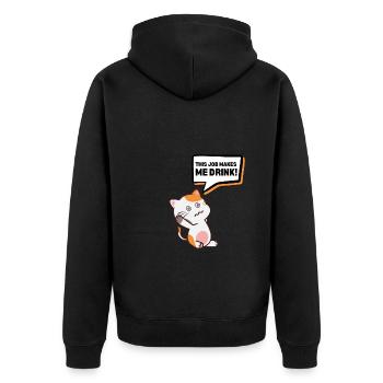 This job makes me drink - Unisex Premium Organic Zip Hoodie - black - Back - Nico (187cm)