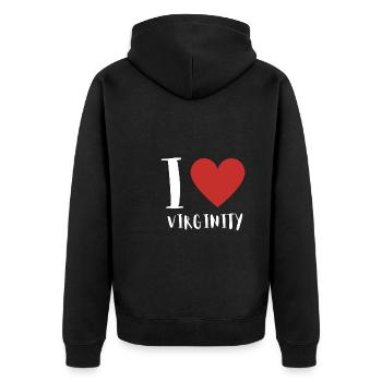 Christian Church - Virginity Rules - Unisex Premium Bio Zip Hoodie - Schwarz - Hinten - Nico (187cm)
