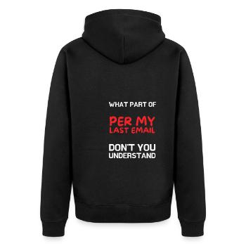 Bureau sarcastique - Par mon dernier e-mail - Veste à capuche bio Premium Unisexe - noir - Dos - Nico (187cm)
