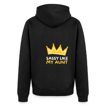 Aunt Niece Matching - Im sassy like my aunt - Unisex Premium Bio Zip Hoodie - Schwarz - Hinten - Nico (187cm)