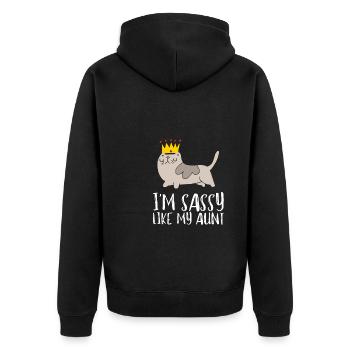 Aunt Niece Matching - Im sassy like my aunt - Unisex Premium Bio Zip Hoodie - Schwarz - Hinten - Nico (187cm)