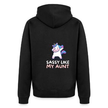 Aunt Niece Matching - Im sassy like my aunt - Unisex Premium Bio Zip Hoodie - Schwarz - Hinten - Nico (187cm)