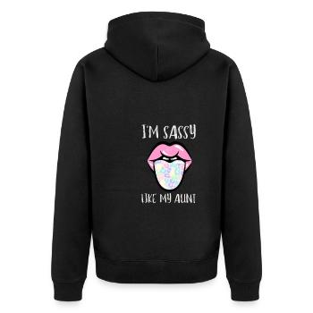 Aunt Niece Matching - Im sassy like my aunt - Unisex Premium Bio Zip Hoodie - Schwarz - Hinten - Nico (187cm)