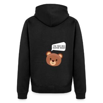 Frères et sœurs - Je suis la grande sœur ours - Veste à capuche bio Premium Unisexe - noir - Dos - Nico (187cm)