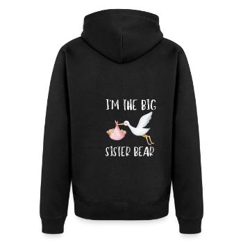 Frères et sœurs - Je suis la grande sœur ours - Veste à capuche bio Premium Unisexe - noir - Dos - Nico (187cm)