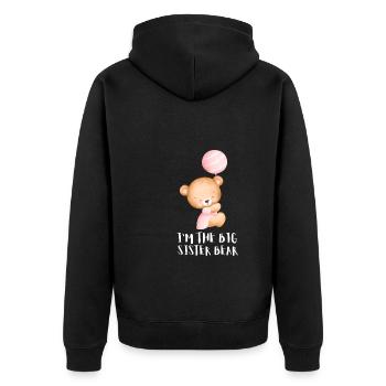 Frères et sœurs - Je suis la grande sœur ours - Veste à capuche bio Premium Unisexe - noir - Dos - Nico (187cm)
