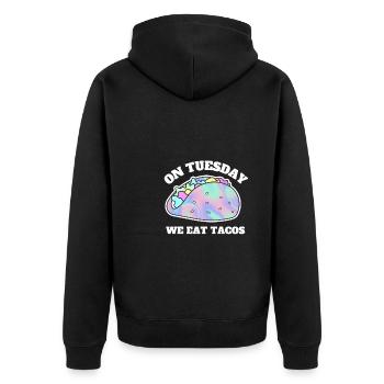 Le mardi, nous mangeons des tacos - Veste à capuche bio Premium Unisexe - noir - Dos - Nico (187cm)