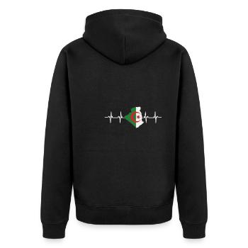 African Flag - Algeria - Unisex Premium Bio Zip Hoodie - Schwarz - Hinten - Nico (187cm)