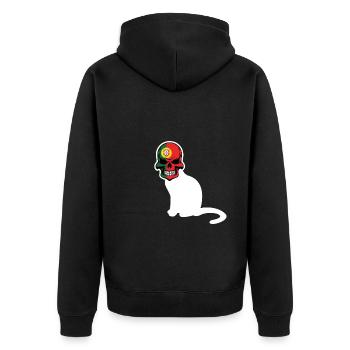 Portugal Flag Skull Patriotic Portuguese Roots DNA - Unisex Premium Organic Zip Hoodie - black - Back - Nico (187cm)