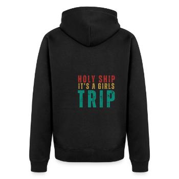 Cruise Vacation Family Trip - Holy Ship Girls Trip - Unisex Premium Bio Zip Hoodie - Schwarz - Hinten - Nico (187cm)