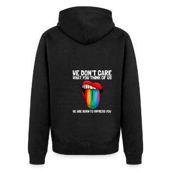 LGBTQ - I don't care what you think about me - Unisex Premium Organic Zip Hoodie - black - Back - Nico (187cm)