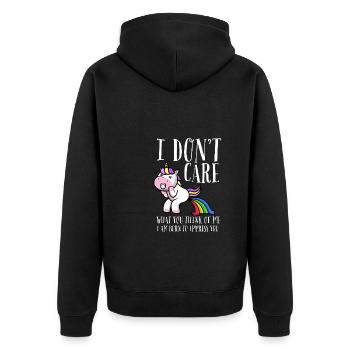 LGBTQ - I don't care what you think about me - Unisex Premium Organic Zip Hoodie - black - Back - Nico (187cm)