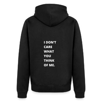 LGBTQ - I don't care what you think about me - Unisex Premium Organic Zip Hoodie - black - Back - Nico (187cm)