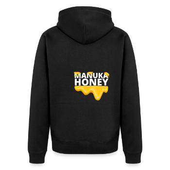 New Zealand Bee Keeper - Manuka Honey - Unisex Premium Organic Zip Hoodie - black - Back - Nico (187cm)