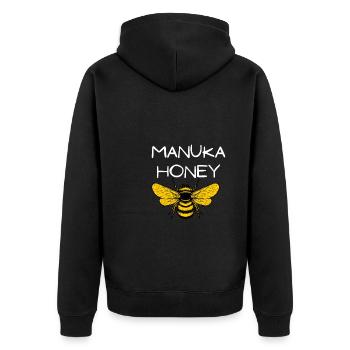 New Zealand Bee Keeper - Manuka Honey - Unisex Premium Organic Zip Hoodie - black - Back - Nico (187cm)