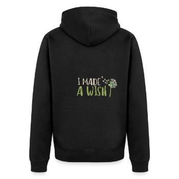 I made a wish mommy and me - Unisex Premium Organic Zip Hoodie - black - Back - Nico (187cm)