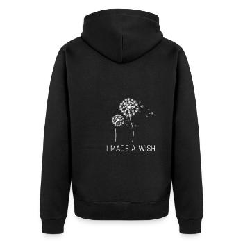 I made a wish mommy and me - Unisex Premium Bio Zip Hoodie - Schwarz - Hinten - Nico (187cm)