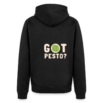 Italian Cuisine - Basil Pesto Is The Besto - Unisex Premium Bio Zip Hoodie - Schwarz - Hinten - Nico (187cm)