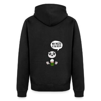 Italian Cuisine - Basil Pesto Is The Besto - Unisex Premium Bio Zip Hoodie - Schwarz - Hinten - Nico (187cm)
