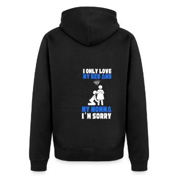 Je n’aime que mon lit et ma maman je suis désolé - Veste à capuche bio Premium Unisexe - noir - Dos - Nico (187cm)