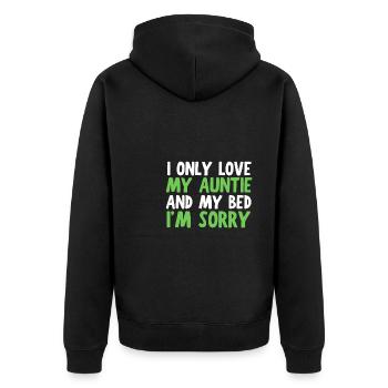 Je n’aime que mon lit et ma maman je suis désolé - Veste à capuche bio Premium Unisexe - noir - Dos - Nico (187cm)