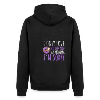 Je n’aime que mon lit et ma maman je suis désolé - Veste à capuche bio Premium Unisexe - noir - Dos - Nico (187cm)