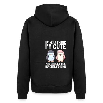 If you think I'm cute, you should see my girlfriend - Unisex Premium Organic Zip Hoodie - black - Back - Nico (187cm)