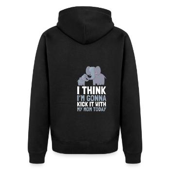 I think I'm going to kick it with my mom today - Unisex Premium Organic Zip Hoodie - black - Back - Nico (187cm)