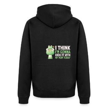 I think I'm going to kick it with my mom today - Unisex Premium Organic Zip Hoodie - black - Back - Nico (187cm)