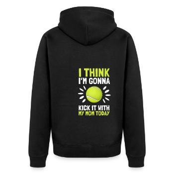 I think I'm going to kick it with my mom today - Unisex Premium Organic Zip Hoodie - black - Back - Nico (187cm)
