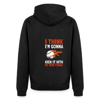 I think I'm going to kick it with my mom today - Unisex Premium Organic Zip Hoodie - black - Back - Nico (187cm)