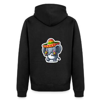 Cinco de Mayo Elefant mit Sombrero Cartoon - Unisex Premium Bio Zip Hoodie - Schwarz - Hinten - Nico (187cm)