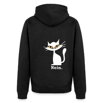 Nein Katze lustig grimmige Katze böser Blick - Unisex Premium Bio Zip Hoodie - Schwarz - Hinten - Nico (187cm)