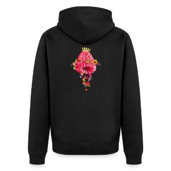dreamlike magical trip with raspberries balloon - Unisex Premium Organic Zip Hoodie - black - Back - Nico (187cm)