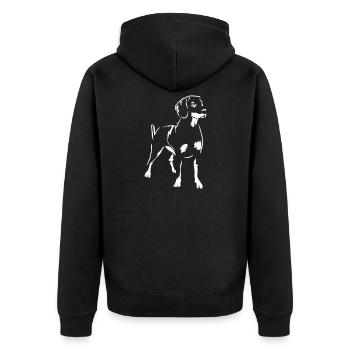Slovensky Kopov "Black Edition" - Unisex Premium Bio Zip Hoodie - Schwarz - Hinten - Nico (187cm)