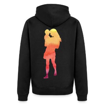 Gift mothers day silhouette woman with toddler - Unisex Premium Organic Zip Hoodie - black - Back - Nico (187cm)