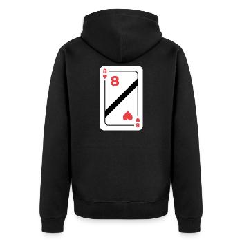 Heart Eight Playing Card Poker Card - Unisex Premium Organic Zip Hoodie - black - Back - Nico (187cm)