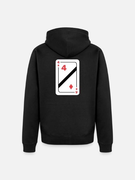 Diamonds Four Playing Card Poker Card - Unisex Premium Organic Zip Hoodie - black